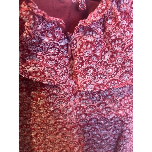 Loft Floral Flounce Tie Back Maxi Dress Lined Flowy Lightweight Cottage Western - Picture 9 of 11